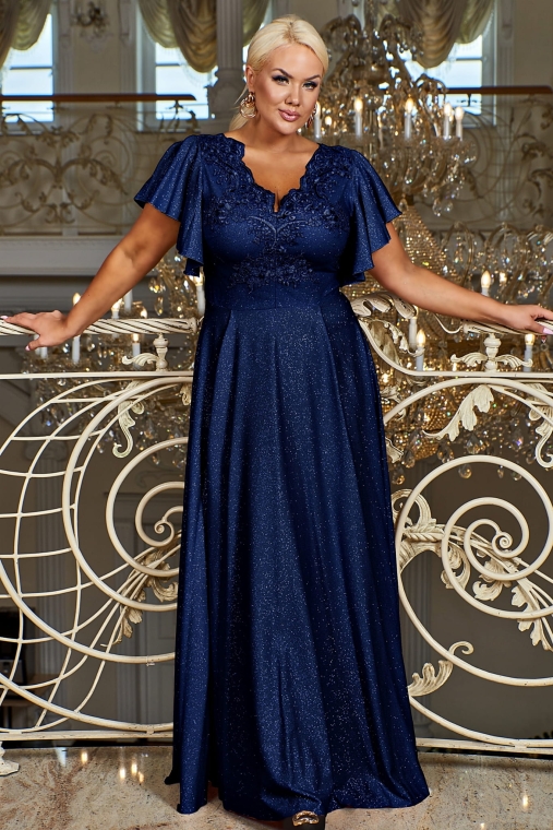 LAURA navy blue brocate shine 38