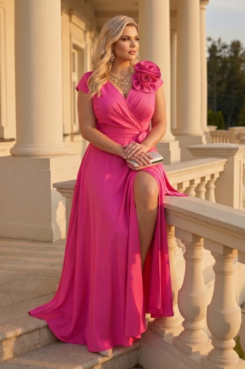 NATALIA flower fuchsia glossy